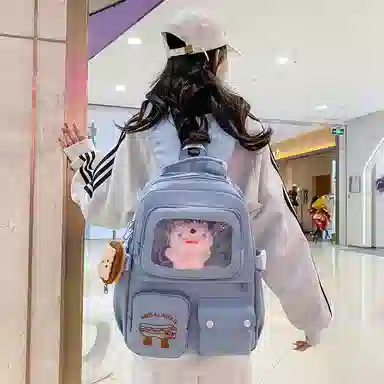 醇龙 日系大容量高颜值 尼龙 书包背包双肩包 常规 男女同款情侣款 米白/黄/蓝/黑