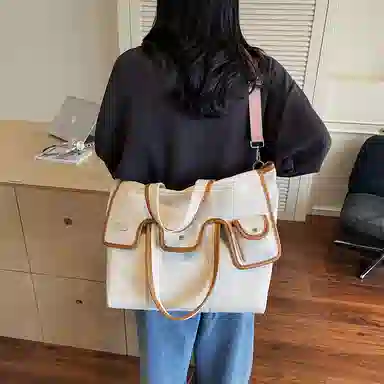 醇龙 时尚百搭方形帆撞色设计 尼龙 托特包单肩手提包 常规 男女同款情侣款 多色