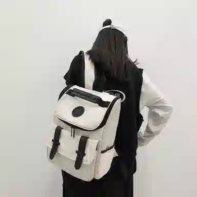 醇龙 小众设计时尚洋气大学生百搭双肩包 大容量简约大号 小号 情侣 男女通用