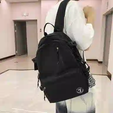 醇龙 简约书包学生休闲旅行背包日系初中生高中生纯色 尼龙布 双肩包 男女同款情侣款 红/粉/黑/白