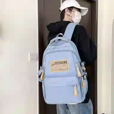 醇龙 初中高中生大容量轻便耐脏学生旅行 双肩包 男女同款情侣款 尼龙 多色