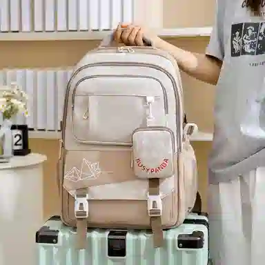 醇龙 初中生大容量简约时尚高中生轻便大学生撞色校园风潮 尼龙 双肩包 男女同款情侣款 多色