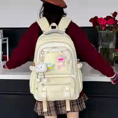 醇龙 可爱高中生初中生学生女大学生休闲旅游轻便电脑背包 帆布 双肩包 常规 女款 多色