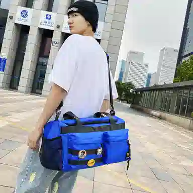 醇龙 大容量干湿分离时尚休闲 尼龙布 单肩包 男女同款情侣款 黑/青绿/黄/蓝/军绿/粉/卡其