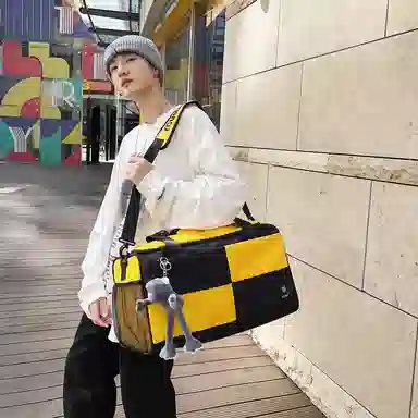 醇龙 大容量短途旅行干湿分离多用 牛津布 单肩包 男女同款情侣款 黑/青绿/蓝/灰/粉/紫/黄/红/白