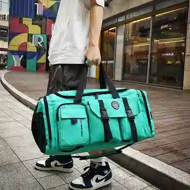 醇龙大容量工装多口袋 百搭 多功能 尼龙布 旅行包 男女同款情侣款 黑/青绿/灰