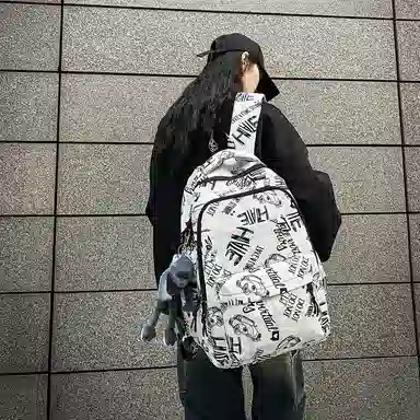 醇龙 涂鸦大容量初高中生简约舒适 双肩包 男女通用 多色 尼龙