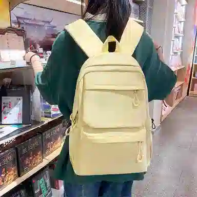 醇龙 超酷简约纯色大容量 尼龙 双肩包 男女同款情侣款 白色/灰色/黑色/黄色