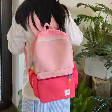 醇龙 学生复古韩版撞色大容量 牛津布 双肩包 常规 男女同款情侣款 藏蓝黄/灰/黑/玫粉蓝/浅粉