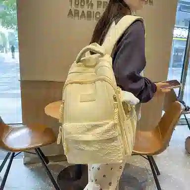 醇龙 韩版简约潮初高中学生书包大容量轻便背包 尼龙 双肩包 女款 多色