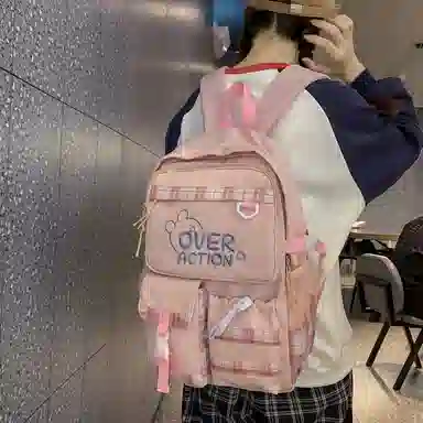 醇龙 撞色格子设计时尚百搭简约轻便通勤大容量 尼龙 双肩包 常规 男女同款情侣款 多色