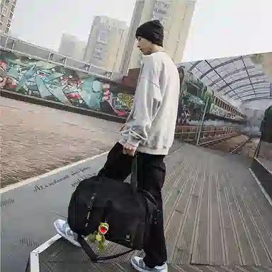 醇龙 大容量干湿分离短途多口袋 尼龙 单肩旅行包 常规 男女同款情侣款 黑/红/卡其/粉 /黄/绿