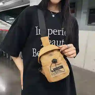 醇龙 休闲潮流 尼龙 胸包 常规 男女同款情侣款 黑色/米白色/红色/卡其色/灰色