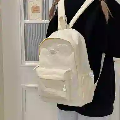 醇龙 轻便简约纯色背包休闲百搭大学生 尼龙 双肩包 男女同款情侣款 多色