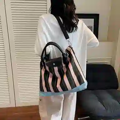 醇龙 高级感通勤斜挎托特包女帆布大容量购物袋休闲单肩包 尼龙 手提包 常规 男女同款情侣款 多色