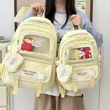 醇龙 尼龙男女通用多色书包小众设计尼龙高颜值日系学生书包大容量纯色旅行双肩包