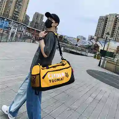 醇龙 小众休闲简约多功能短途旅游时尚百搭 尼龙 旅行包 男女同款情侣款 粉/玫红/卡其/黄/黑/绿