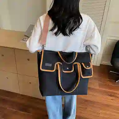 醇龙 时尚百搭方形帆撞色设计 尼龙 托特包单肩手提包 常规 男女同款情侣款 多色