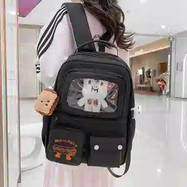 醇龙 日系大容量高颜值 尼龙 书包背包双肩包 常规 男女同款情侣款 米白/黄/蓝/黑