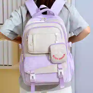 醇龙 初中生大容量简约时尚高中生轻便大学生撞色校园风潮 尼龙 双肩包 男女同款情侣款 多色