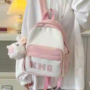 醇龙 撞色字母出游旅行韩系学院风轻便 尼龙 双肩包 常规 粉/蓝/黑/黄/绿