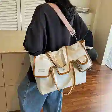 醇龙 时尚百搭方形帆撞色设计 尼龙 托特包单肩手提包 常规 男女同款情侣款 多色