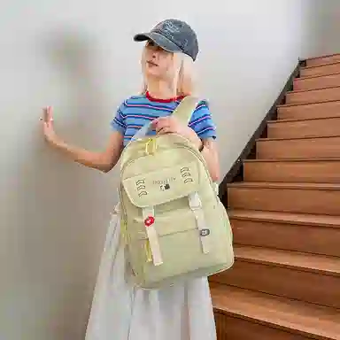 醇龙 多巴胺多功能大容量 尼龙 双肩包 男女同款情侣款 米白色/灰色/黑色/紫色/黄色/蓝色