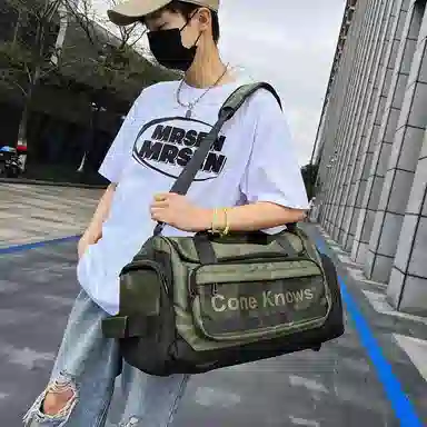 醇龙 多功能休闲工装风字母设计干湿分离 尼龙拼网 旅行包 常规 男女同款情侣款 黑色/灰色/绿色