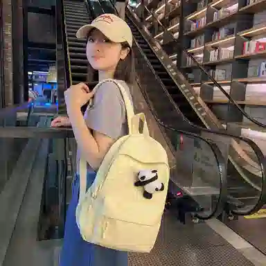 醇龙 尼龙男女通用多色日系极简风纯色简约百搭大容量双肩包