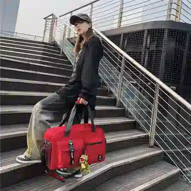 醇龙 大容量干湿分离短途多口袋 尼龙 单肩旅行包 常规 男女同款情侣款 黑/红/卡其/粉 /黄/绿