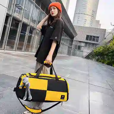 醇龙 简约多功能干湿分离百搭休闲撞色设计短途旅游时尚百搭 牛津布 旅行包 男女同款情侣款 蓝/灰/粉/青绿/黑/红/黄/紫