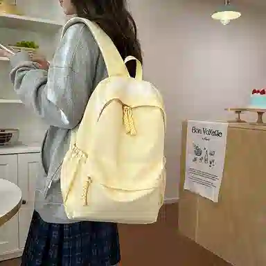 醇龙 日系慵懒风轻便背包校园休闲纯色上课简约初高中 尼龙 双肩包 常规 男女同款情侣款 多色