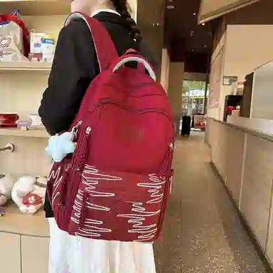 醇龙 韩版简约潮初高中学生书包大容量轻便背包 尼龙 双肩包 女款 多色