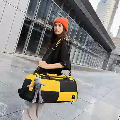 醇龙 简约多功能干湿分离百搭休闲撞色设计短途旅游时尚百搭 牛津布 旅行包 男女同款情侣款 蓝/灰/粉/青绿/黑/红/黄/紫