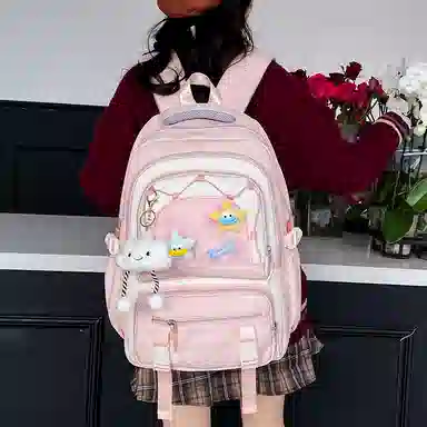 醇龙 可爱高中生初中生学生女大学生休闲旅游轻便电脑背包 帆布 双肩包 常规 女款 多色