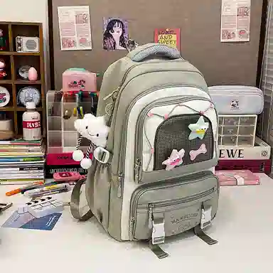 醇龙 可爱高中生初中生学生女大学生休闲旅游轻便电脑背包 帆布 双肩包 常规 女款 多色