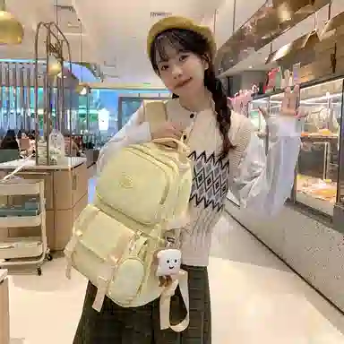 醇龙  尼龙男女通用多色风简约纯色双肩包大容量背包