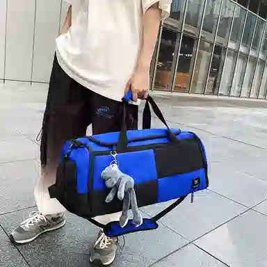 醇龙 简约多功能干湿分离百搭休闲撞色设计短途旅游时尚百搭 牛津布 旅行包 男女同款情侣款 蓝/灰/粉/青绿/黑/红/黄/紫