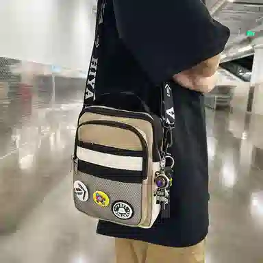 醇龙 轻便百搭小背潮牌手机包休闲斜挎包手提 尼龙 单肩包 常规 男女同款情侣款 黑/墨绿/黑白/卡其/灰