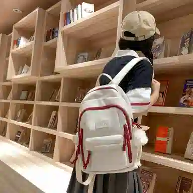 醇龙  尼龙男女通用多色书包大容量学生轻便减负护脊高颜值背包纯色多口袋双肩包