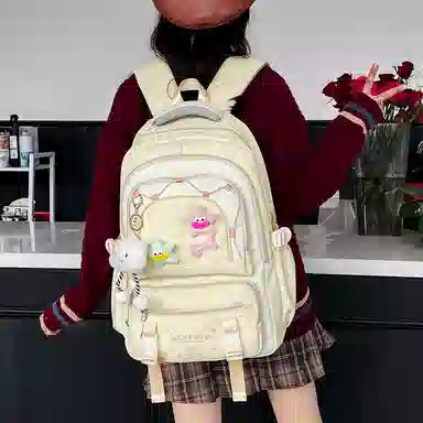 醇龙 可爱高中生初中生学生女大学生休闲旅游轻便电脑背包 帆布 双肩包 常规 女款 多色