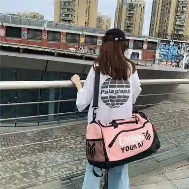 醇龙 小众休闲简约多功能短途旅游时尚百搭 尼龙 旅行包 男女同款情侣款 粉/玫红/卡其/黄/黑/绿