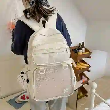 醇龙 百搭二次元透明吧唧校园学院风 棉 双肩包 女款