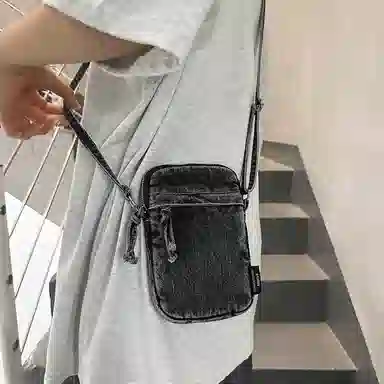 醇龙  男女通用多色质感斜挎小包包迷你单肩包复古设计感牛仔布手机包