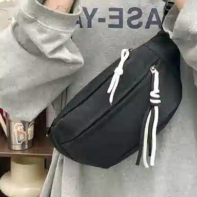 醇龙 运动潮流纯色 尼龙 单肩包腰包小挎包斜挎包胸包 男女同款情侣款 黄/绿/白/黑/粉