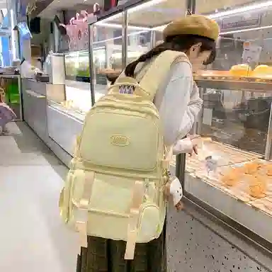 醇龙  尼龙男女通用多色风简约纯色双肩包大容量背包