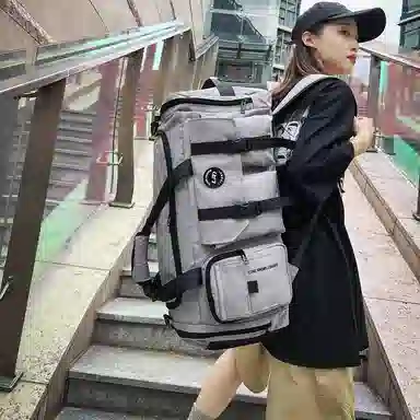 醇龙大容量工装多口袋 百搭 多功能 尼龙布 旅行包 男女同款情侣款 黑/青绿/灰