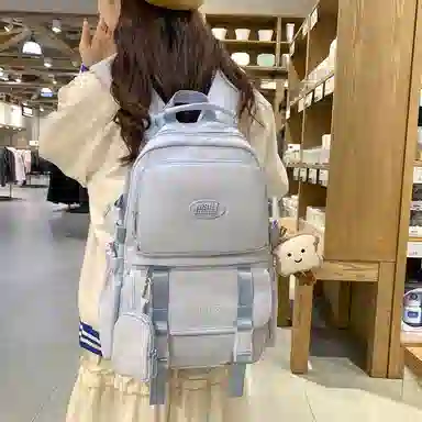 醇龙  尼龙男女通用多色风简约纯色双肩包大容量背包