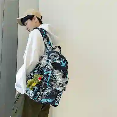 醇龙 涂鸦学生时尚潮流 尼龙 双肩包 常规 男女同款情侣款 多色