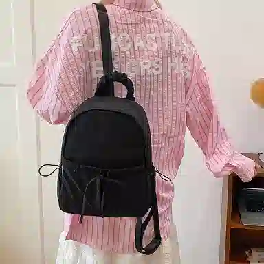 醇龙 时尚简约纯色百搭高级感 尼龙 双肩包 女款 多色